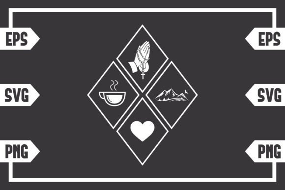 Coffee Jesus Heart and Mountain: Graphics for Crafts & Digital Sellers