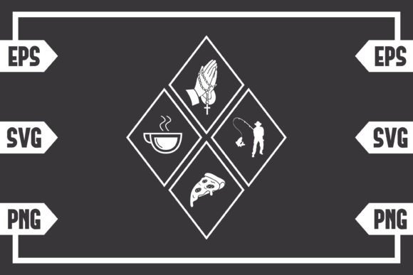 Coffee Jesus Pizza and Guy Fishing Graphics Bring Whimsical Charm to Casual Branding Projects