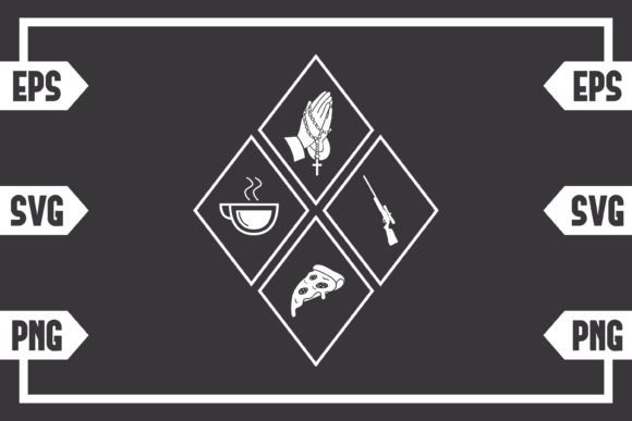 Coffee Jesus Pizza and Hunting Rifle Graphics for Crafts