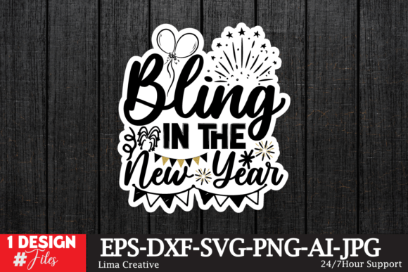 Happy New Year Sticker SVG