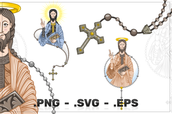 Santiago Apostle with Rosary Graphics & Illustrations for Christian-Themed Merch